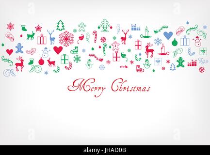 Frohe Weihnachten Grusskarte - Xmas Dekoration Muster mit text Stockfoto