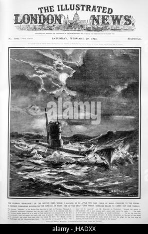 Deutsche u-Boot auf dem Cover der Illustrated London News 20. Februar 1915 Stockfoto