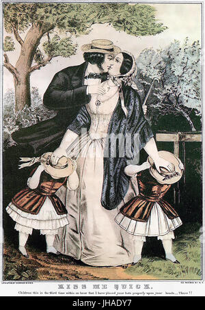 KISS ME QUICK Currier & Ives drucken um 1850 Stockfoto