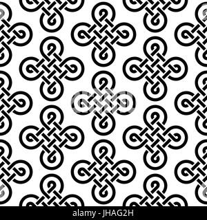 Celtic Irish Knoten nahtlose Muster, vector Hintergrund traditionelle keltische Symbole Muster in Schwarz und Weiß Stock Vektor