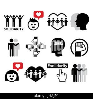 Menschliche Solidarität Symbole, die Menschen einander helfen, Design Stock Vektor