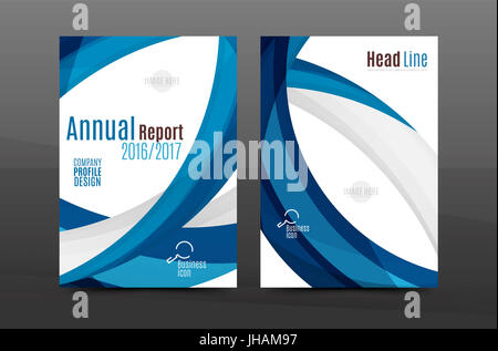 Blaue Welle jährlichen Report-Cover-Vorlage. Broschüre, Flyer Vorlage-Layout, Merkblatt abstrakten Hintergrund, A4-Größe-Seite Stockfoto
