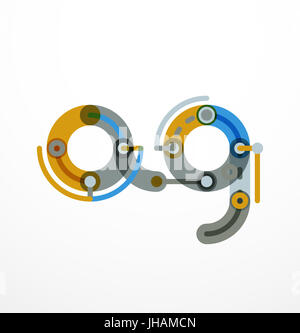 Lineare Anfangsbuchstaben, Logo-branding-Konzept, cartoon lustigen Stil Stockfoto