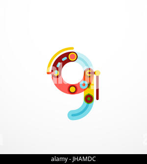 Lineare Anfangsbuchstaben, Logo-branding-Konzept, cartoon lustigen Stil Stockfoto