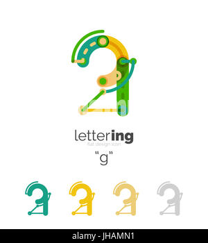 Lineare Anfangsbuchstaben, Logo-branding-Konzept, cartoon lustigen Stil Stockfoto