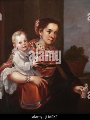 Juan Patricio Morlete Ruiz (zugeschrieben) - Casta Malerei (aus Spanier und Morisca, Albino) - Stockfoto