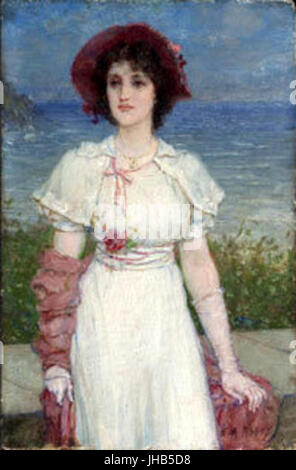 Edwin Austin Abbey - junge Frau in weiß am Meer Stockfoto