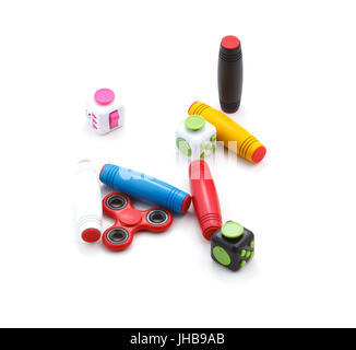 Anti-Stress und Entspannung zappelt erschöpft Cube und Spinner für Menschen Stockfoto