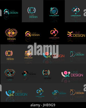 Wirbel und Kreis minimal abstrakte geometrische Logo-Set zu skizzieren. Lineare Geschäft Ikonen von Liniensegmenten, Elemente aus. Vektor-Illustration der Schleife, inif Stockfoto