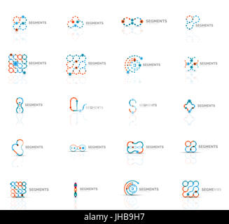 Wirbel und Kreis minimal abstrakte geometrische Logo-Set zu skizzieren. Lineare Geschäft Ikonen von Liniensegmenten, Elemente aus. Vektor-Illustration der Schleife, inif Stockfoto