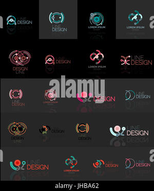 Wirbel und Kreis minimal abstrakte geometrische Logo-Set zu skizzieren. Lineare Geschäft Ikonen von Liniensegmenten, Elemente aus. Vektor-Illustration der Schleife, inif Stockfoto