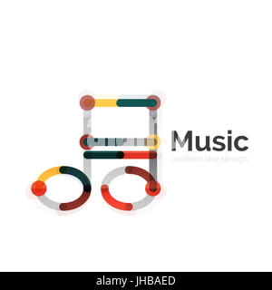 Musik-Hinweis-Logo, flache dünne Linie geometrische Gestaltung isoliert auf weiss Stockfoto