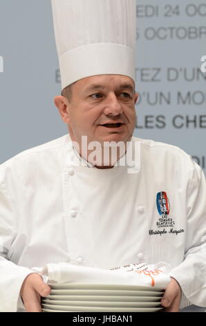 Französischen Küchenchef Christophe Marguin liefert öffentliche Kochkurs in Lyon (Frankreich) Stockfoto