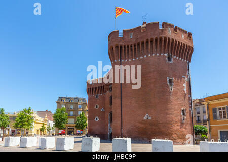 Monumentale Porte de Notre Dame, Perpignan, Languedoc-Roussillon, Pyrenees-Orientales, Frankreich Stockfoto