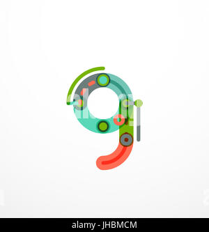 Lineare Anfangsbuchstaben, Logo-branding-Konzept, cartoon lustigen Stil Stockfoto