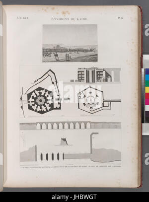 Umgebung du Kaire (Kairo). (1) Vue De La Plaine De La Qoubbeh; 2-4. prise d ' Eau de l'aqueduc du Kaire; 5-8. Pont De La Plaine des Pyramides (NYPL b14212718-1268732) Stockfoto