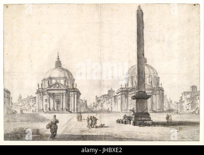 Jean-Baptiste Lallemand - Piazza del Popolo, Rom- Stockfoto