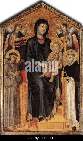 Madonna Enthroned mit Kind St Francis St Domenico und zwei Engeln, Cimabue Stockfoto