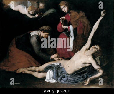 Jusepe de Ribera - Saint Sebastian Tended durch den heiligen Frauen- Stockfoto