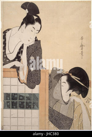 Kitagawa Utamaro ich, Moriya Jihei - paar mit einem ständigen Bildschirm - Verlag Stockfoto