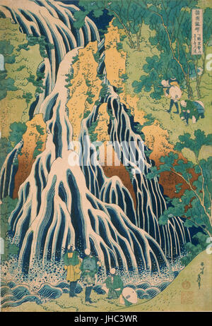 Katsushika Hokusai, Japanisch - Pilger am Kirifuri Wasserfall am Berg Kurokami in der Provinz Shimotsuke- Stockfoto