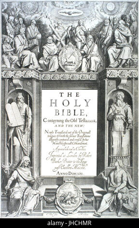 KJV-King-James-Version-Bible-first-edition-title-page-1611 Stockfoto