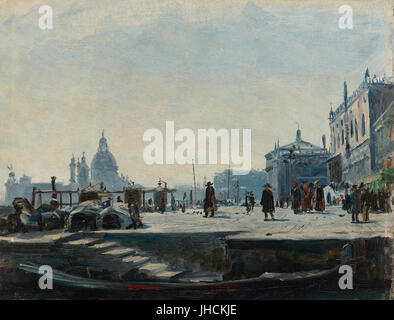 Ercole Calvi (Attribuito) - Vista la Riva Degli Schiavoni, Venezia, Compriamo Ovest Verso il Palazzo Ducale e la Punta della Dogana Stockfoto
