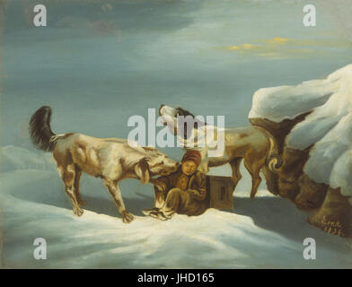 Ernst von Sachsen-Coburg Und Gotha - Zwei Bernhardinerhunde Im Schnee Stockfoto