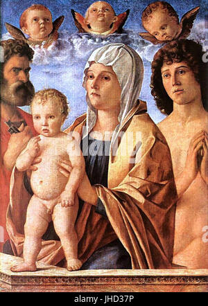 Giovanni Bellini - Madonna und Kind mit St. Peter und St. Sebastian Stockfoto