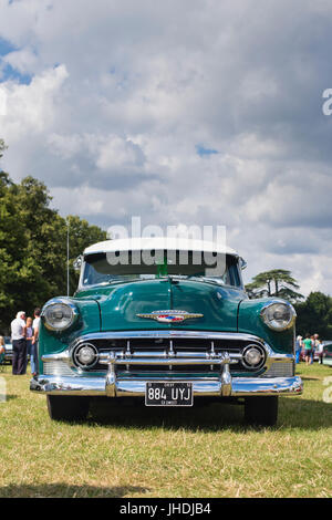 1953 Chevrolet Bel Air bei Kundgebung des Riesen amerikanische Autos zeigen, Blenheim Palace, Oxfordshire, England. Klassischen Vintage American Auto Stockfoto