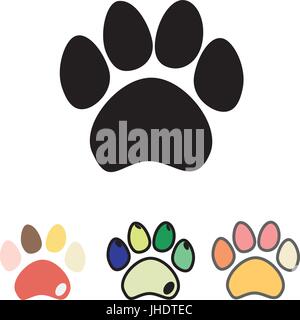 Katzen oder Hunde Pfoten-Set. Katzen und Hunde Pfote Symbol. Stock Vektor