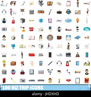 100 Biz Reise Icons set, cartoon-Stil Stock Vektor
