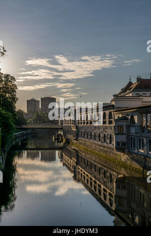 Leere Ljubljana am Sonntagmorgen Stockfoto