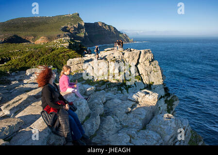 Aussichtspunkt in Kap der guten Hoffnung im Sonnenuntergang, Kap der guten Hoffnung National Park in Südafrika, Western Cape Stockfoto