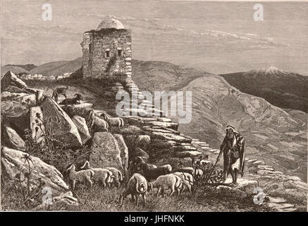 Harry Fenn. Ruine auf dem Gipfel des Garizim, auf dem Gelände des Tempels Samariter. 1881-1884 Stockfoto