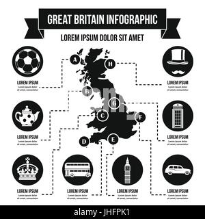 Großbritannien-Infografik-Konzept, einfachen Stil Stock Vektor