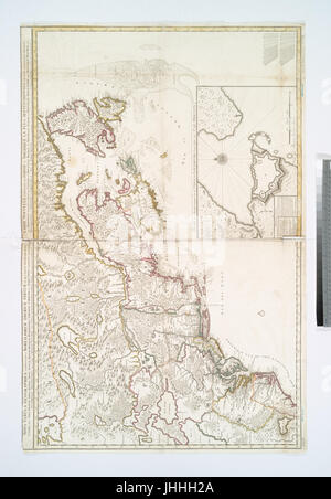 Nova Tabula Geographica Complectens Borealiorem Americae Partem - in qua entsprechende Delineatae Sunt Kanada Sive Nova Francia, Nova Scotia, Nova Anglia Novum Belgien, Pennsylvania, Virginia, (NYPL b15201228-434920) Stockfoto