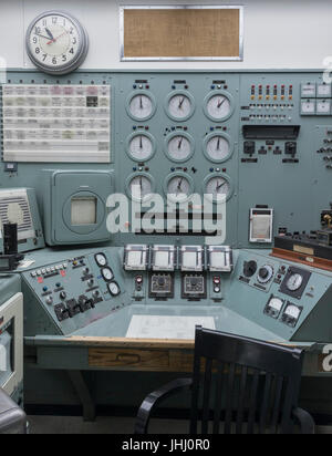 Haupt-Control. Platten, Control Room, The B Reaktor Hanford, in der Nähe von Richland, Washington Stockfoto
