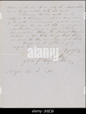 Klasing, A., Brief an NH. 3. Juni 1851. Übersetzung in unbekannter Hand (NYPL b15823745-5044678) Stockfoto