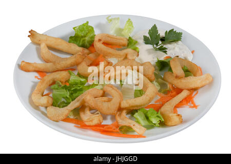 Platte von Delicious Fried calamari Stockfoto