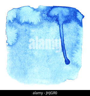 Blauen Aquarell Quadrat mit Flecken - abstrakten Hintergrund Stockfoto