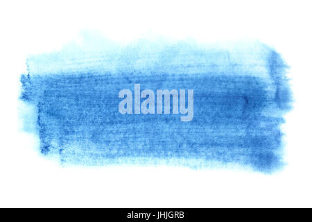 Cyan-blauen Aquarell Pinselstrich auf dem weißen Hintergrund isoliert Stockfoto