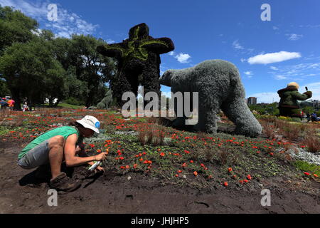 MosaïCanada 150 ist eine gärtnerische Veranstaltung in Gatineau QC Kanada zum 150. Jubiläum der Eidgenossenschaft zu feiern. Stockfoto