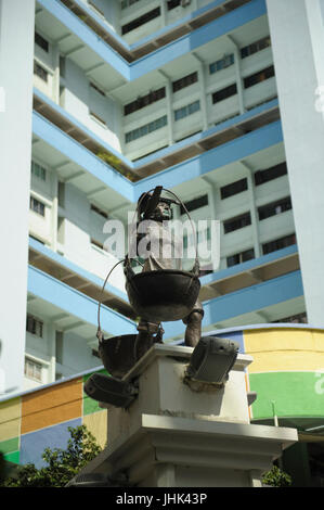 Statue Ehren frühe chinesische Händler und Kaufleute in Smith Street, Chinatown, Singapur Stockfoto