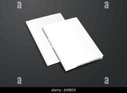 Realistische Nachbildung weiß Broschüre auf schwarzem Hintergrund. Design der beiden Broschüren für die Präsentation der Abdeckungen. Vektor-illustration Stock Vektor
