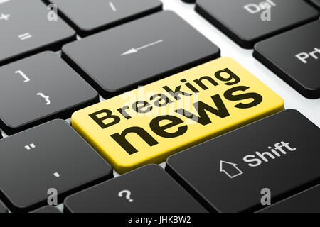 Aktuelles Konzept: Breaking News auf Computer Tastatur Hintergrund Stockfoto