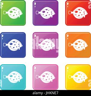Fisch-Symbole 9 Satz Stock Vektor