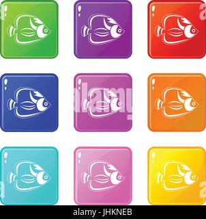 Fisch-Symbole 9 Satz Stock Vektor