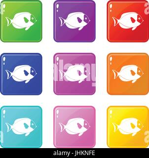Fisch-Symbole 9 Satz Stock Vektor