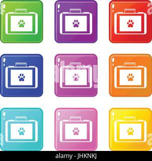 Koffer für Tiere Symbole 9 Satz Stock Vektor